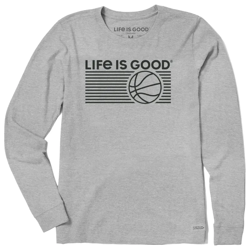 Women's Basketball Stripes Long Sleeve Crusher Tee sold by Life is Good