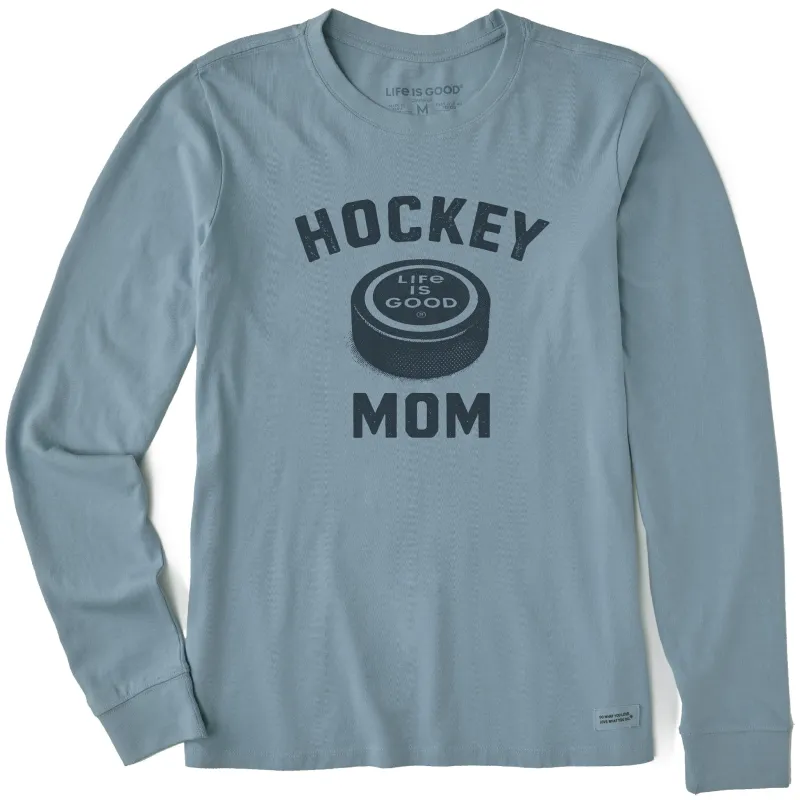 Women's Hockey Mom Big Puck Long Sleeve Crusher Tee sold by Life is Good