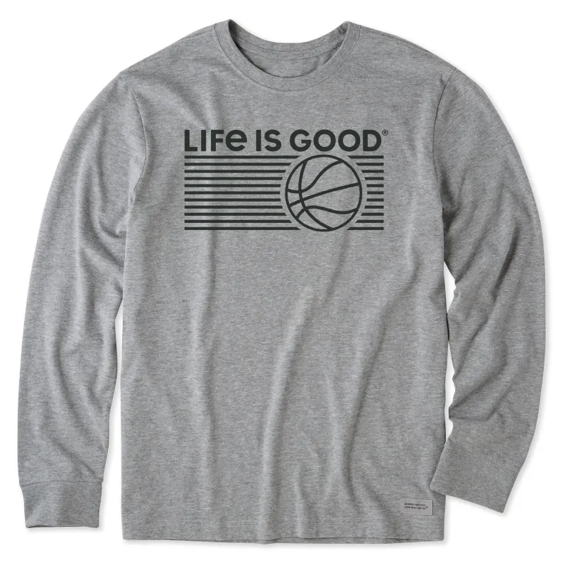 Men's Basketball Stripes Long Sleeve Crusher Tee sold by Life is Good