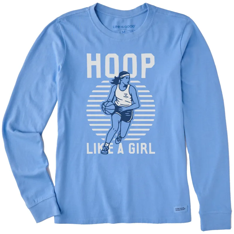 Women's Hoop Like a Girl Long Sleeve Crusher Tee sold by Life is Good