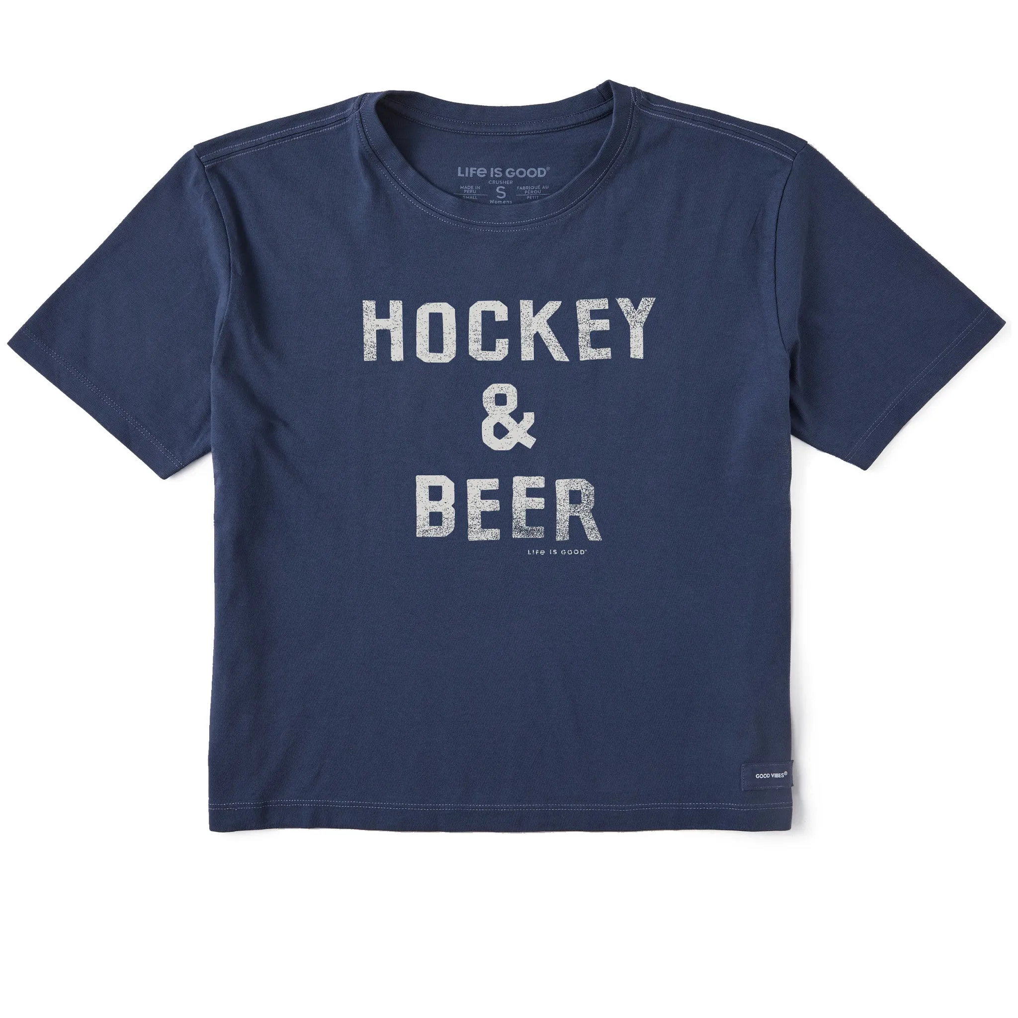 Women's Hockey & Beer Short Sleeve Crusher Boxy Tee sold by Life is Good