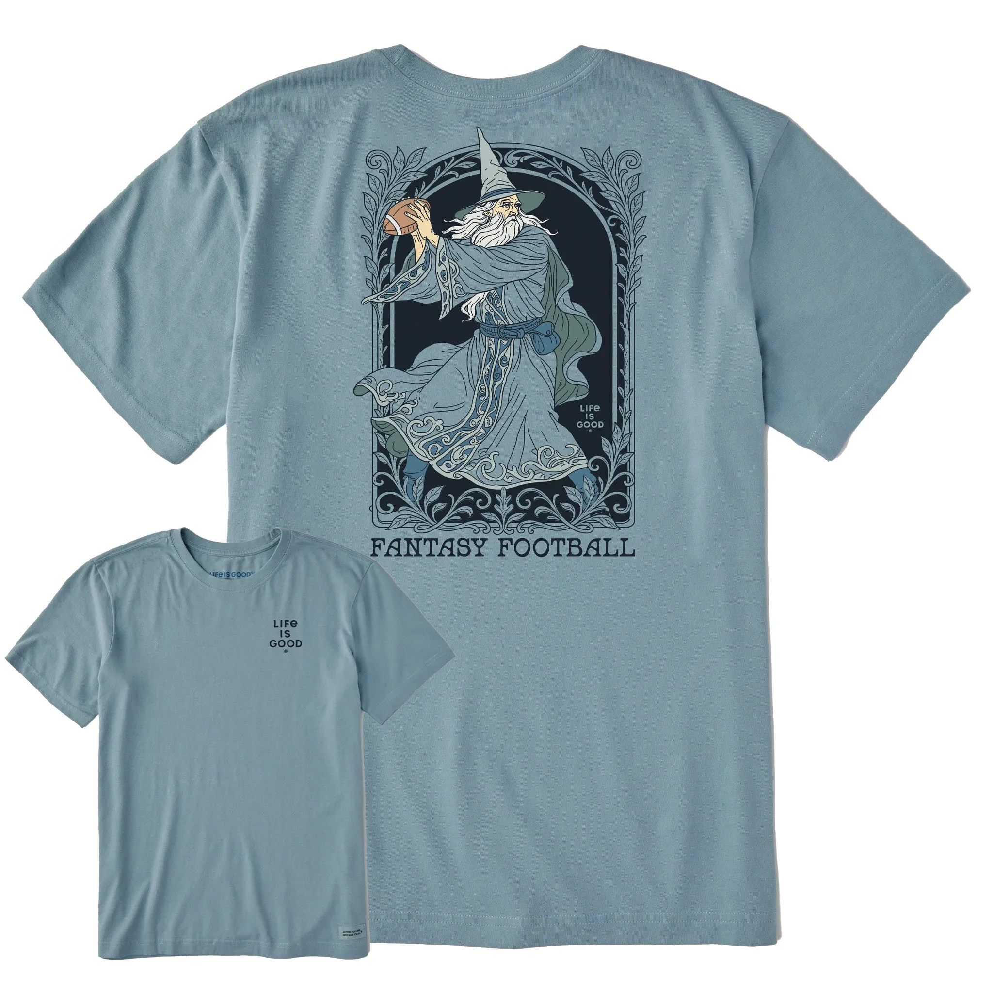 Men's Fantasy Football Wizard QB Short Sleeve Crusher Tee sold by Life is Good