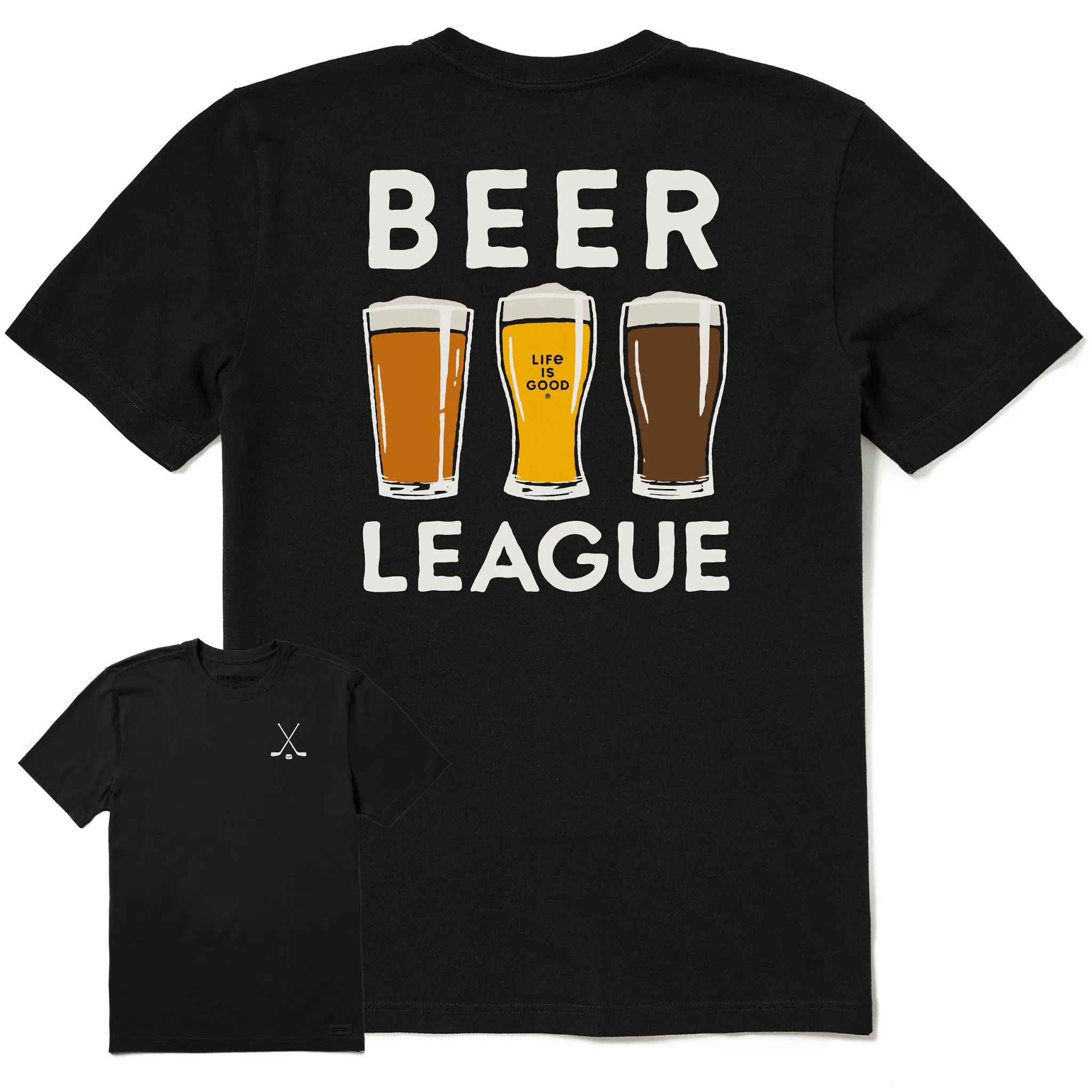 Men's Beer League Hockey Short Sleeve Crusher Tee sold by Life is Good