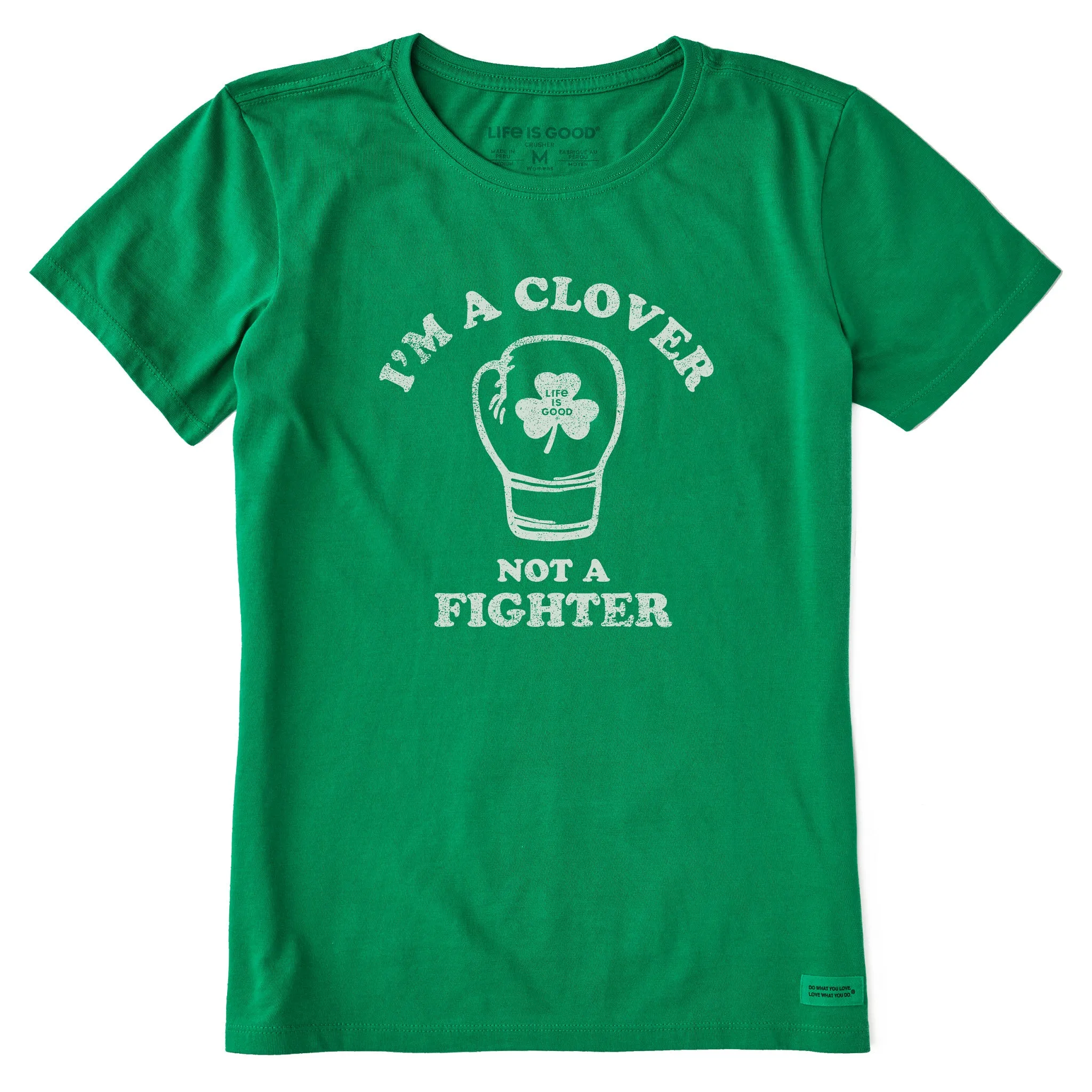 Women's Clover not a Fighter Short Sleeve Crusher Tee sold by Life is Good