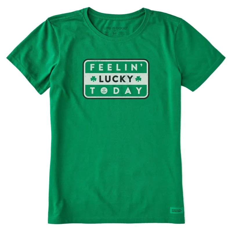 Women's Feelin' Lucky Today Stripe Short Sleeve Crusher Tee sold by Life is Good
