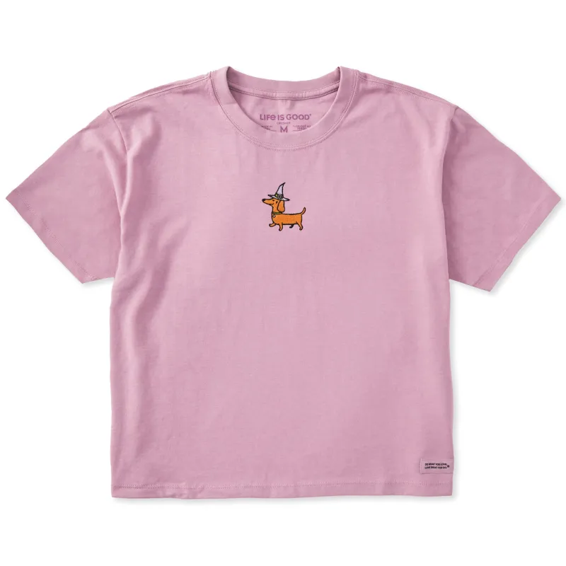 Women's Embroidered Witchy Weenie Short Sleeve Crusher Boxy Tee made by Life is Good