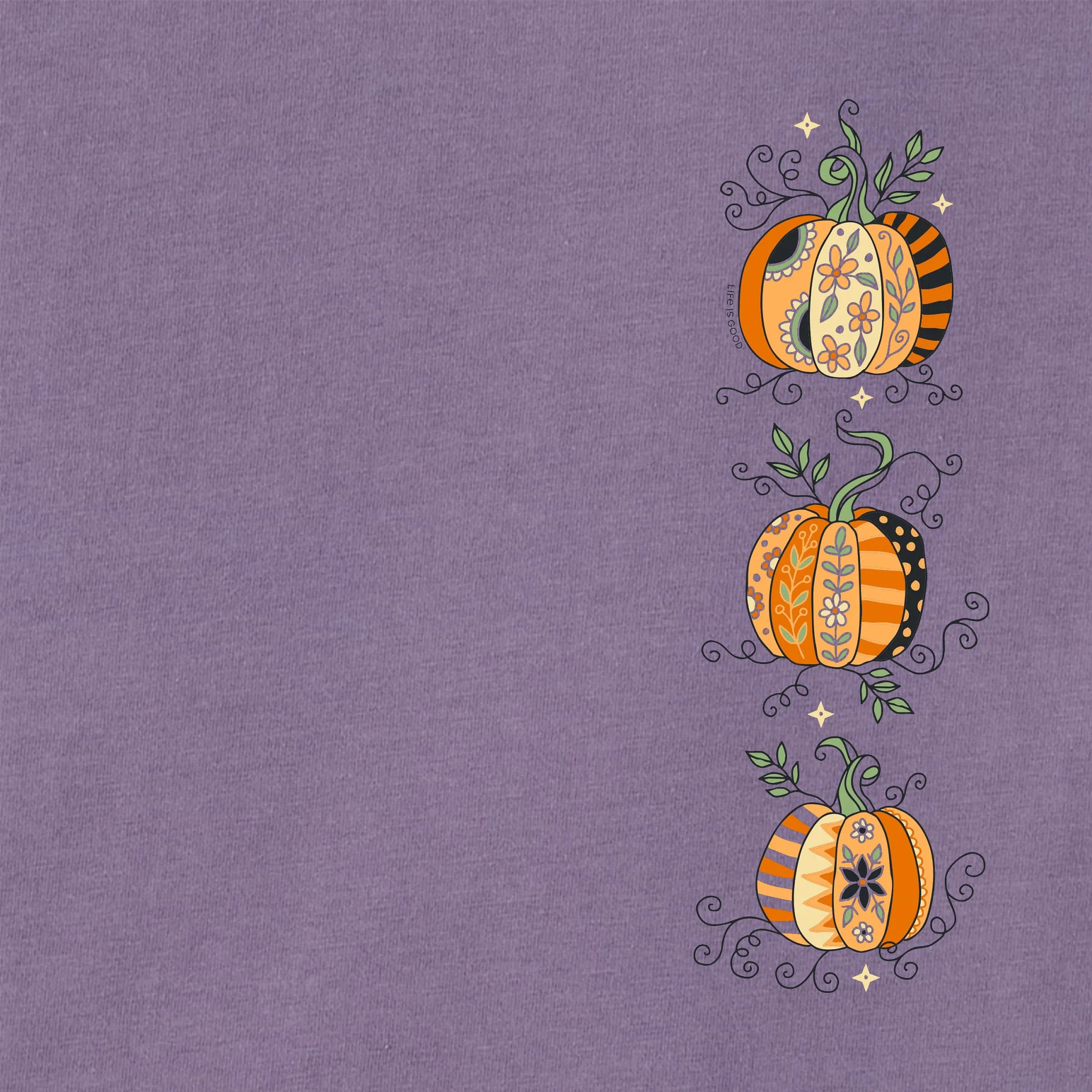 Women's Three Patchwork Pumpkins Long Sleeve Crusher Vee sold by Life is Good product image thumbnail 2