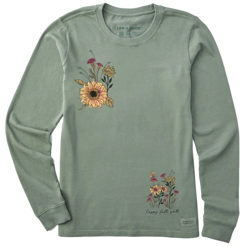 Women's Happy Sunflowers Long Sleeve Crusher Tee made by Life is Good
