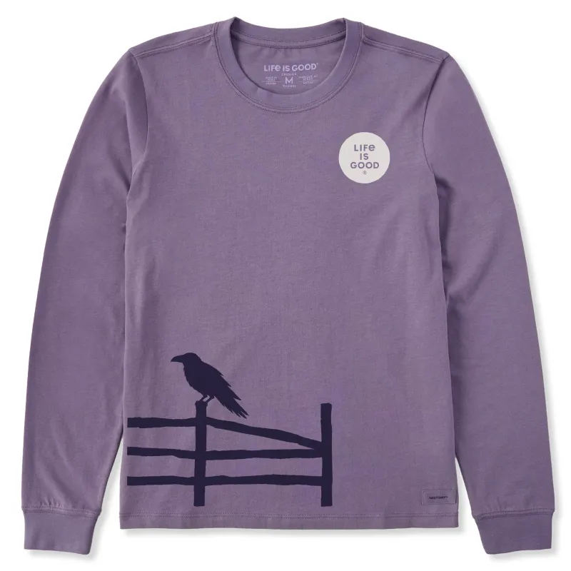 Women's Raven on a Fence Long Sleeve Crusher Tee made by Life is Good