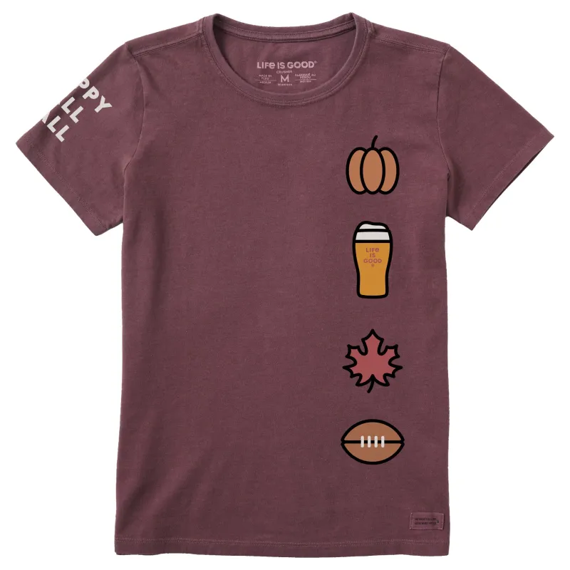 Women's Happy Fall Y'all Icons Short Sleeve Crusher Tee sold by Life is Good