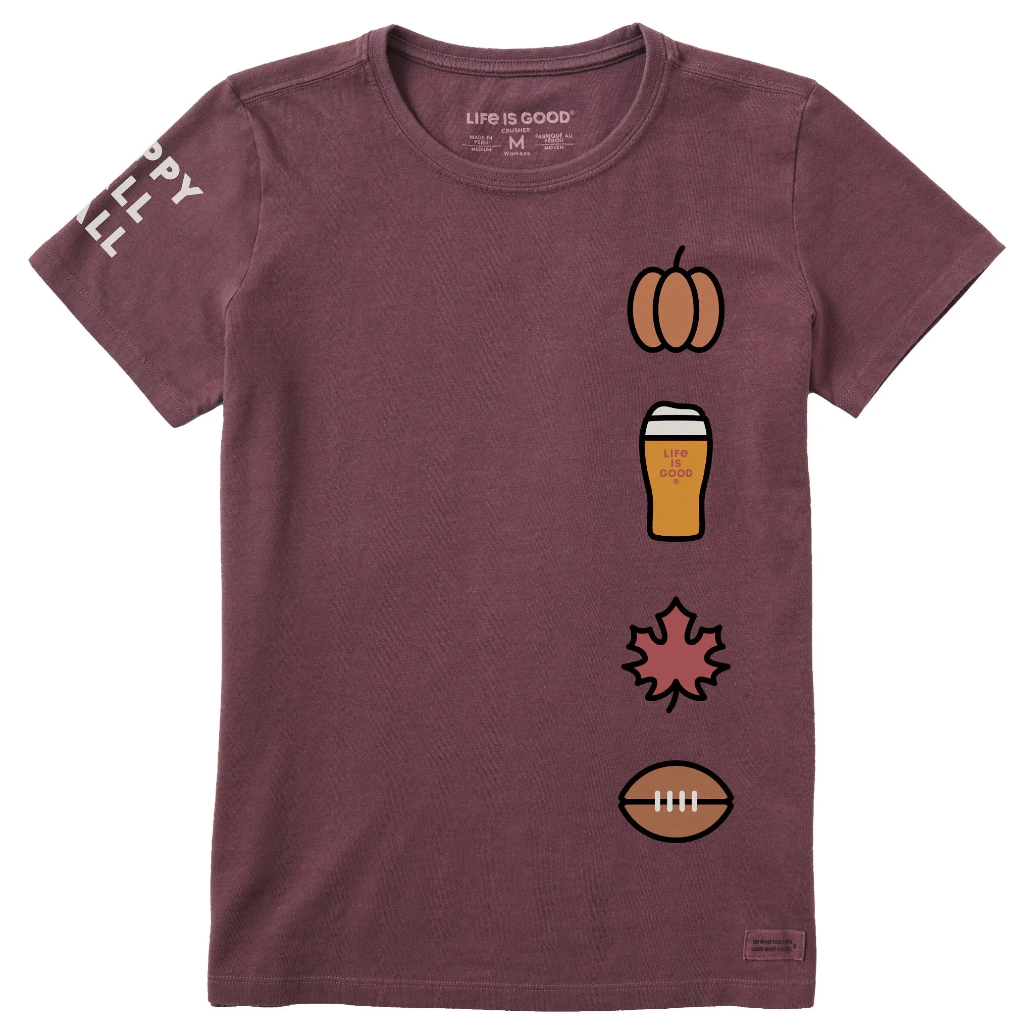 Women's Happy Fall Y'all Icons Short Sleeve Crusher Tee sold by Life is Good