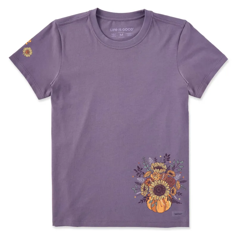 Women's Pumpkin Full of Sunflowers Short Sleeve Crusher Tee sold by Life is Good