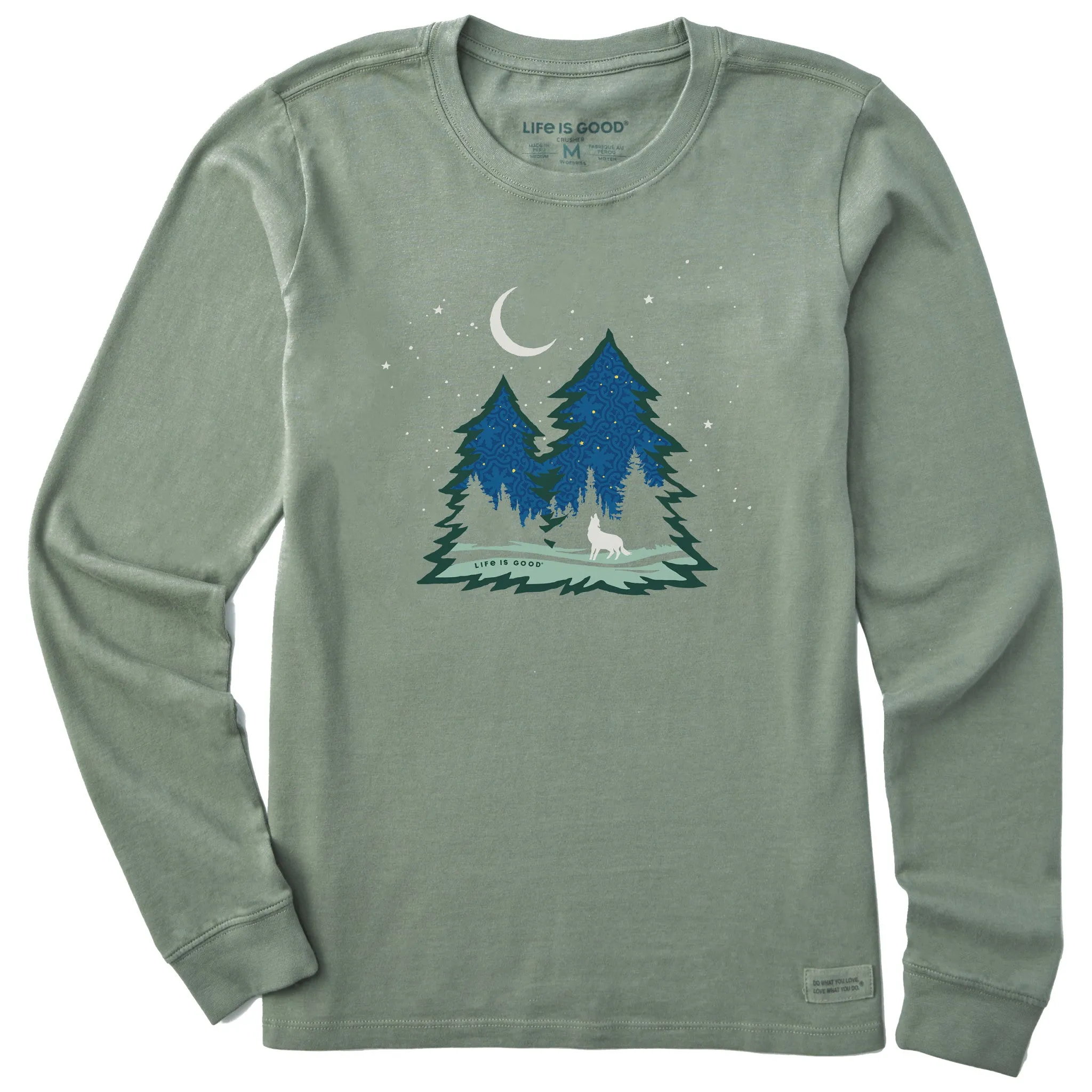 Women's Macro Evergreen Wolf Long Sleeve Crusher Tee sold by Life is Good product image thumbnail 3