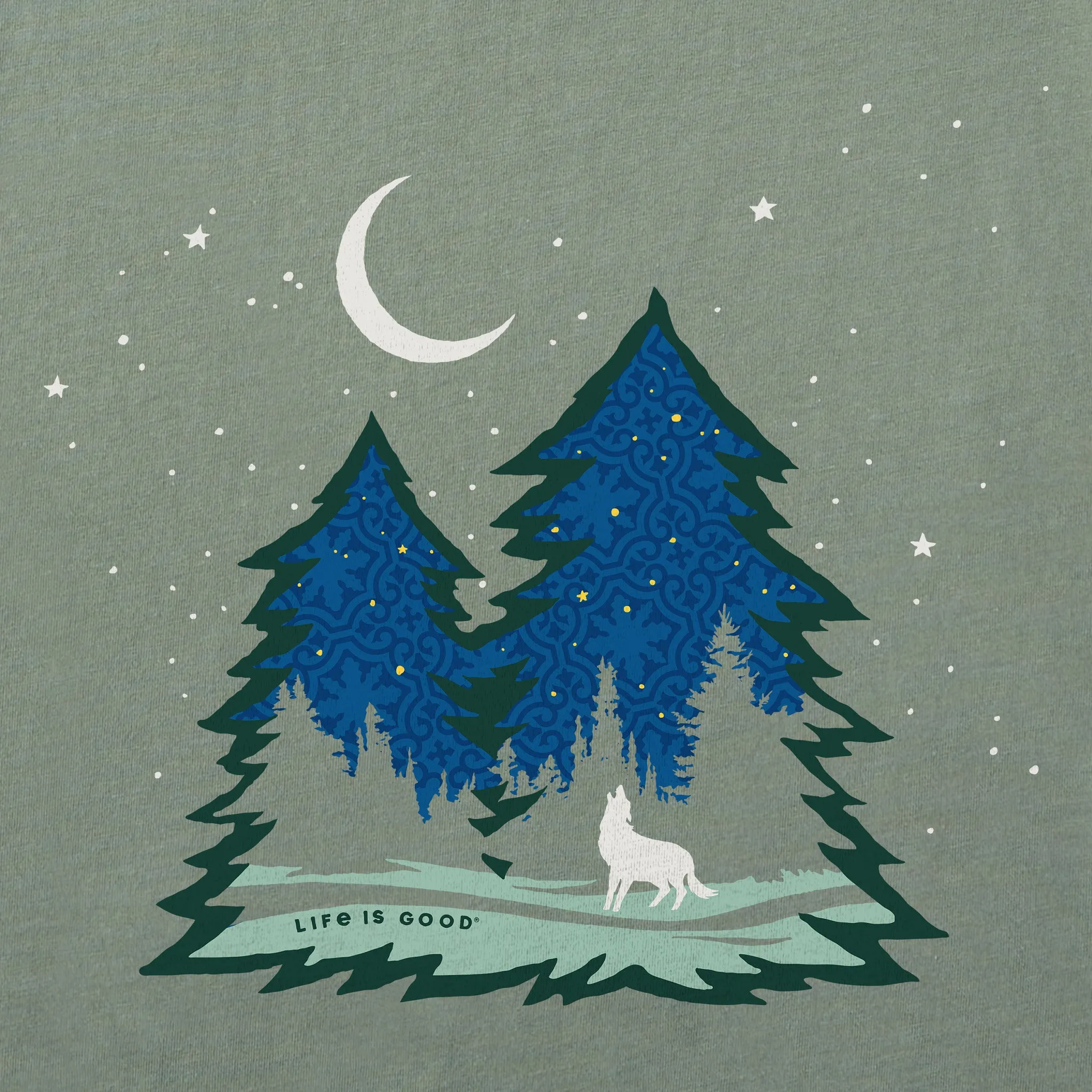 Women's Macro Evergreen Wolf Long Sleeve Crusher Tee sold by Life is Good product image thumbnail 4