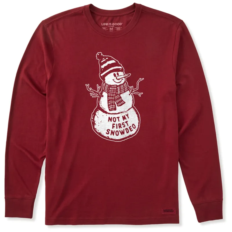 Men's Not Snowman's First Snowdeo Long Sleeve Crusher Tee sold by Life is Good