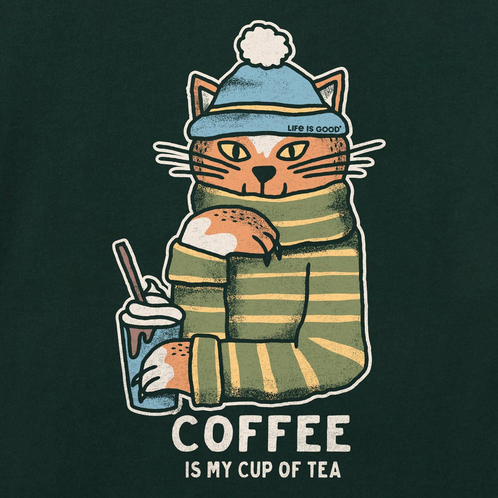 Women's Coffee Tea Cat Long Sleeve Crusher Tee sold by Life is Good product image thumbnail 4