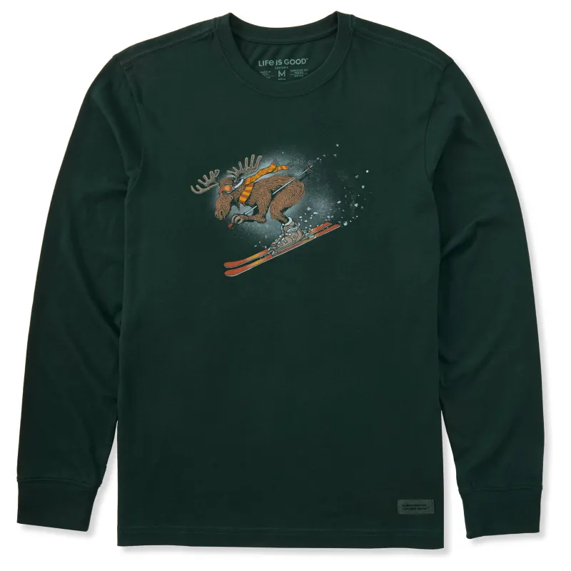 Men's Alpine Moose Skier Long Sleeve Crusher Tee sold by Life is Good