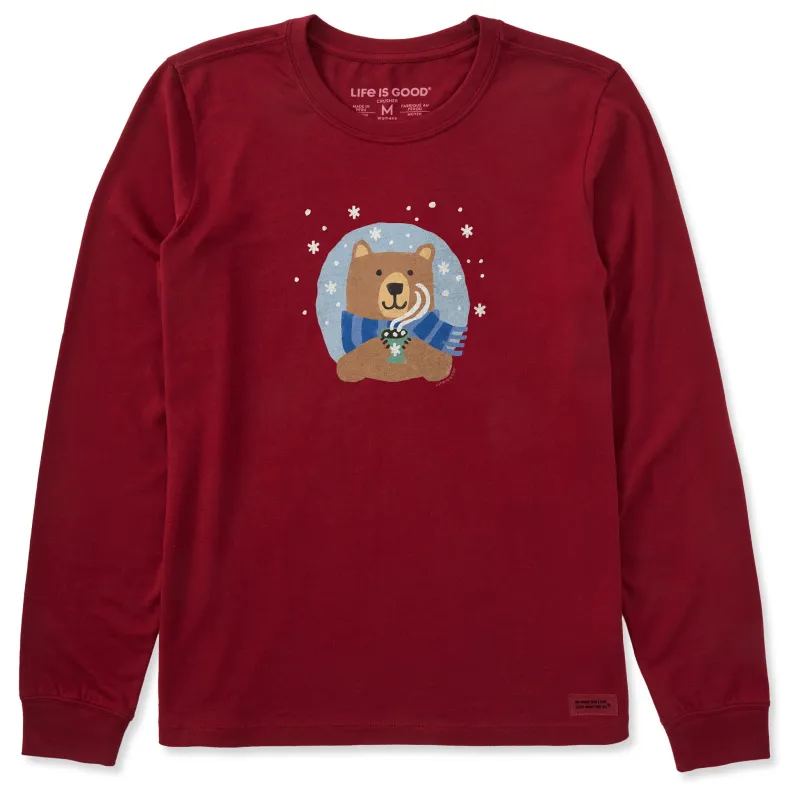 Women's Cocoa Bear Long Sleeve Crusher Tee made by Life is Good