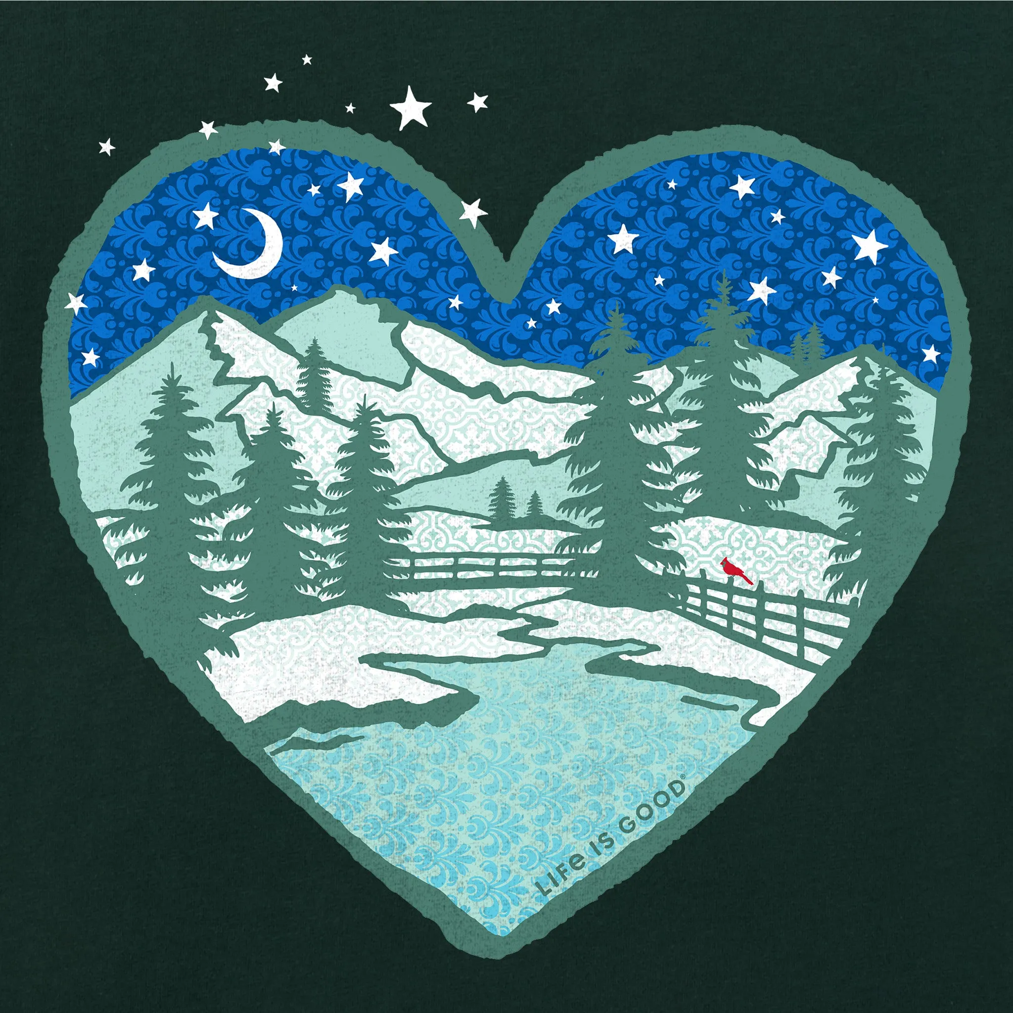 Women's Macro Winter Heart Long Sleeve Crusher Tee sold by Life is Good product image thumbnail 2