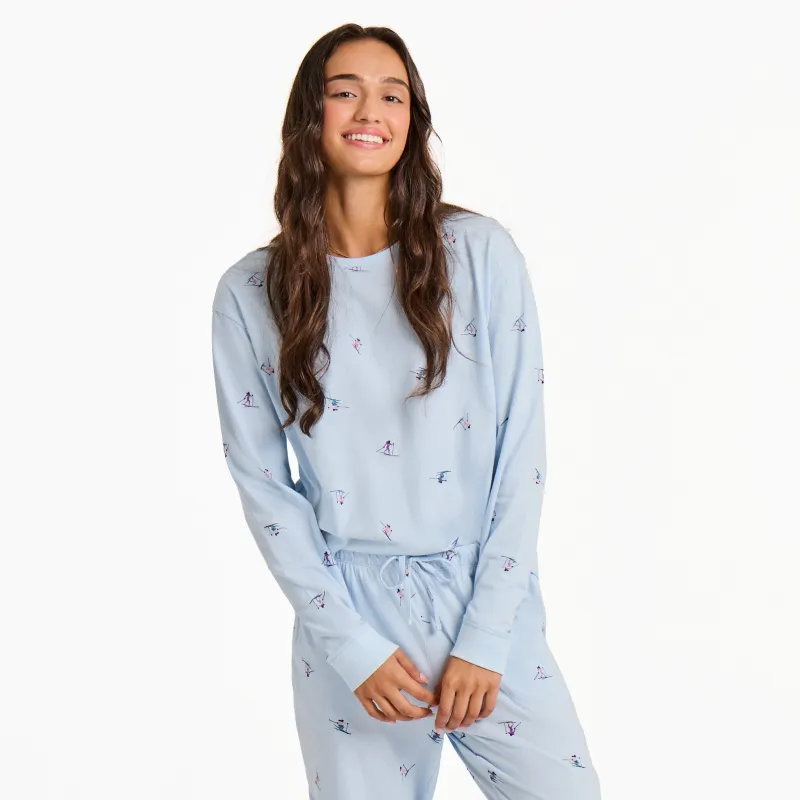 Women's Ski Ya Later Pattern Long Sleeve Snuggle Up Sleep Tee sold by Life is Good