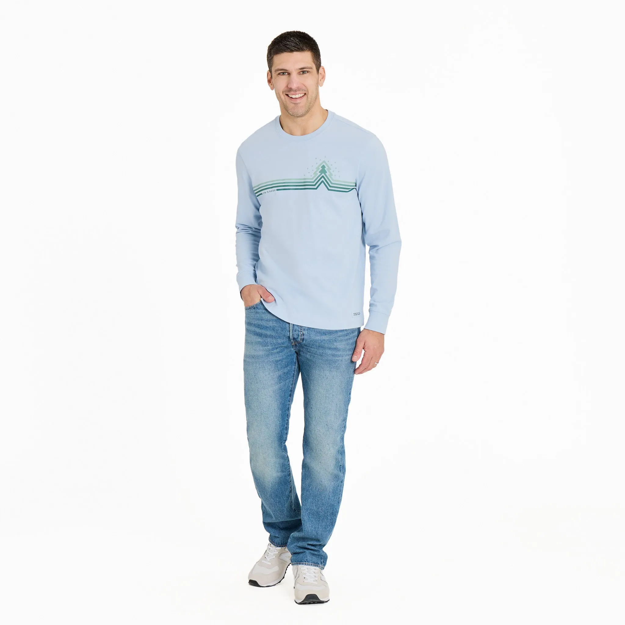 Men's Cool Tree Stripes with Snow Long Long Sleeve Crusher Tee sold by Life is Good product image thumbnail 4