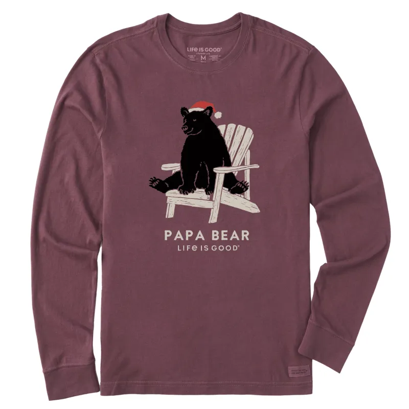 Men's Holiday Adirondack Papa Bear Long Sleeve Crusher Tee sold by Life is Good