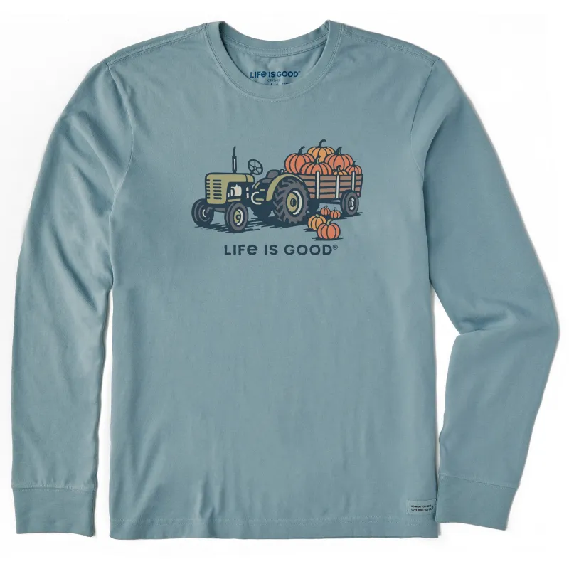 Men's Tractor of Pumpkins Long Sleeve Crusher Tee made by Life is Good