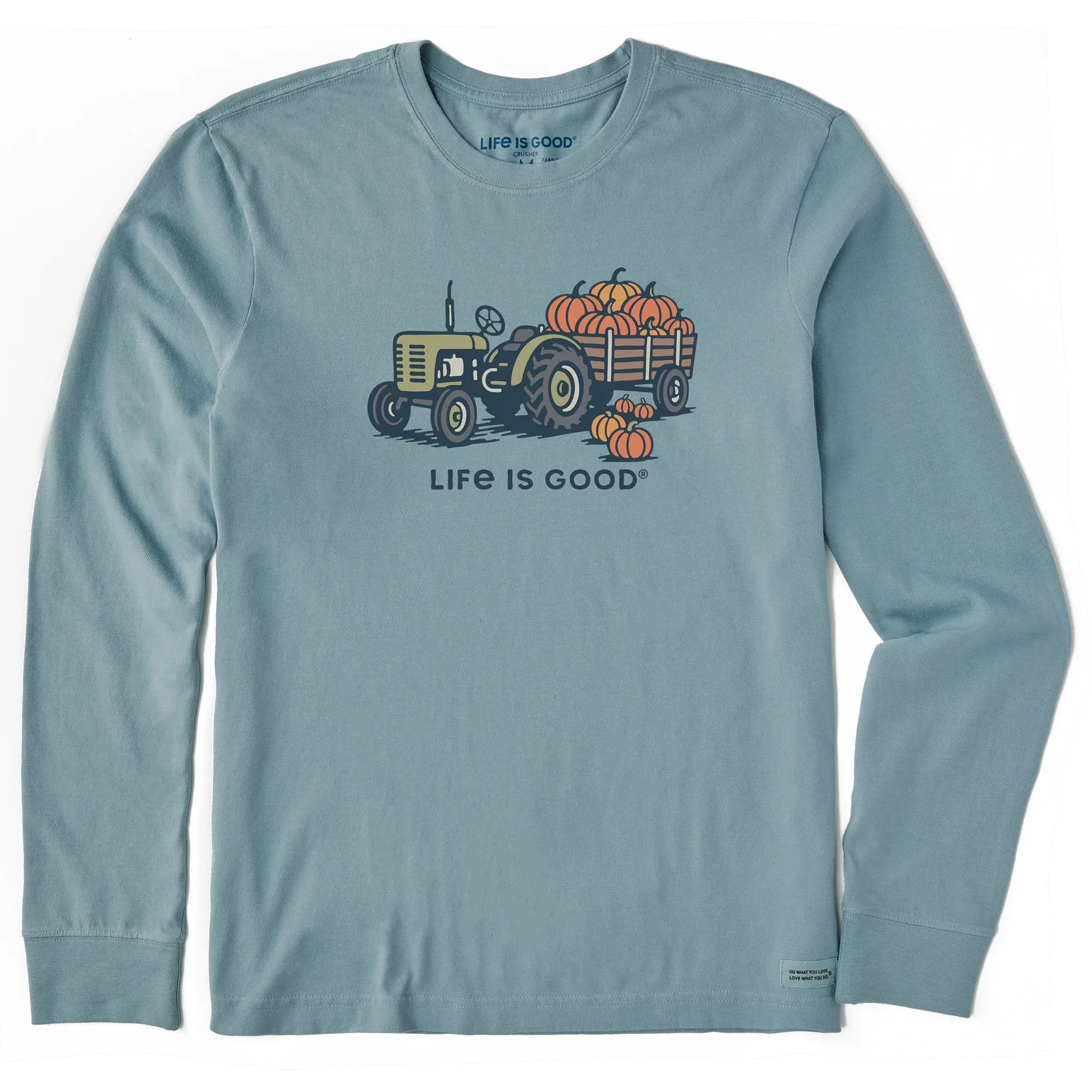 Men's Tractor of Pumpkins Long Sleeve Crusher Tee sold by Life is Good