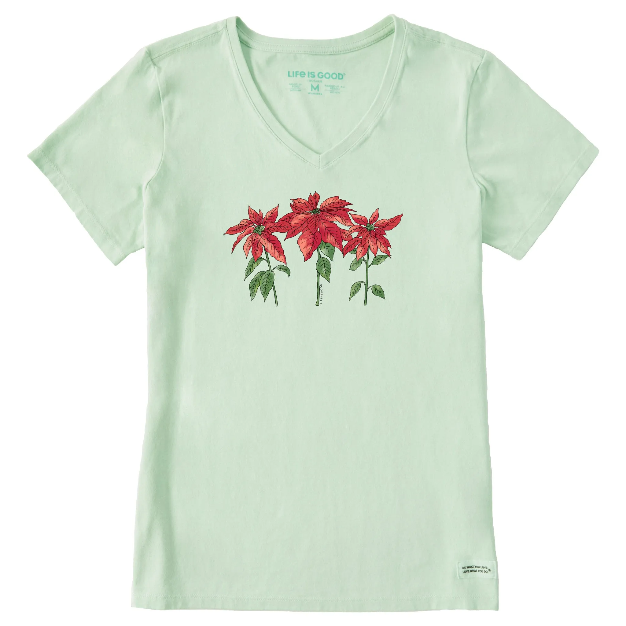 Women's Poinsettias Trio Short Sleeve Crusher Vee sold by Life is Good