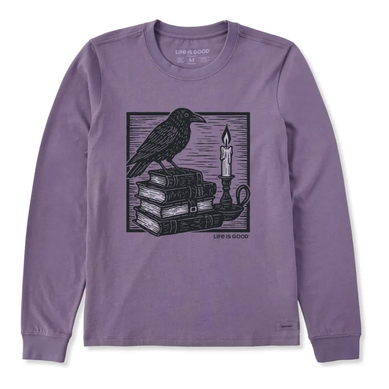 Women's Raven and Books Long Sleeve Crusher Tee made by Life is Good