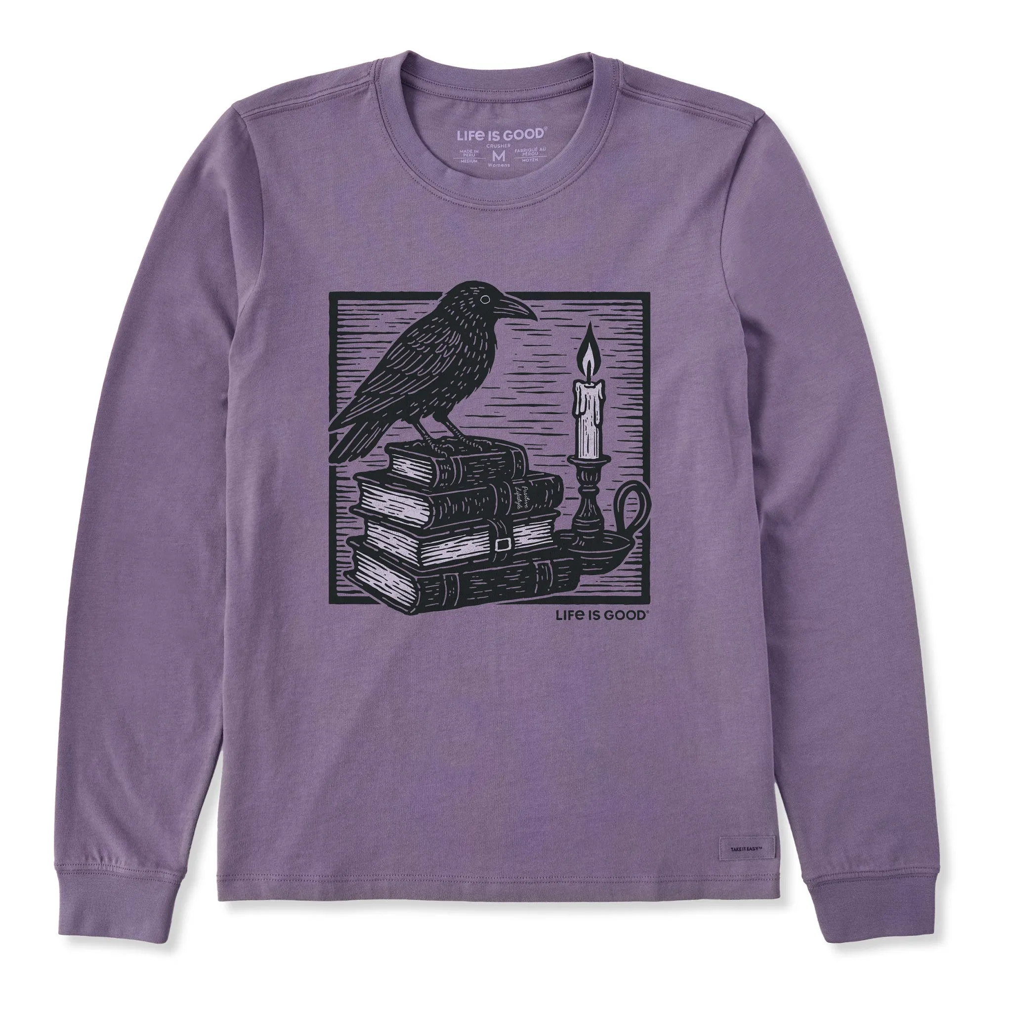 Women's Raven and Books Long Sleeve Crusher Tee sold by Life is Good