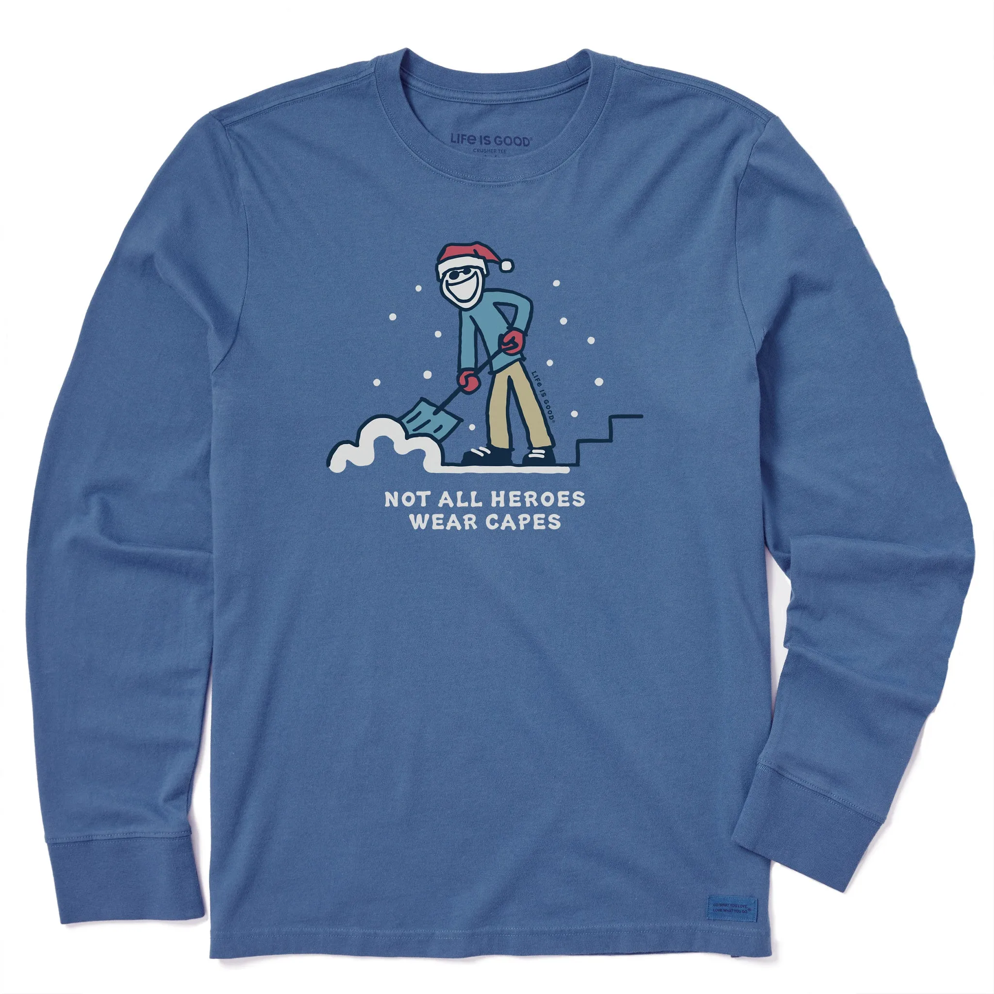 Men's Snow Shovel Hero Long Sleeve Crusher Tee sold by Life is Good