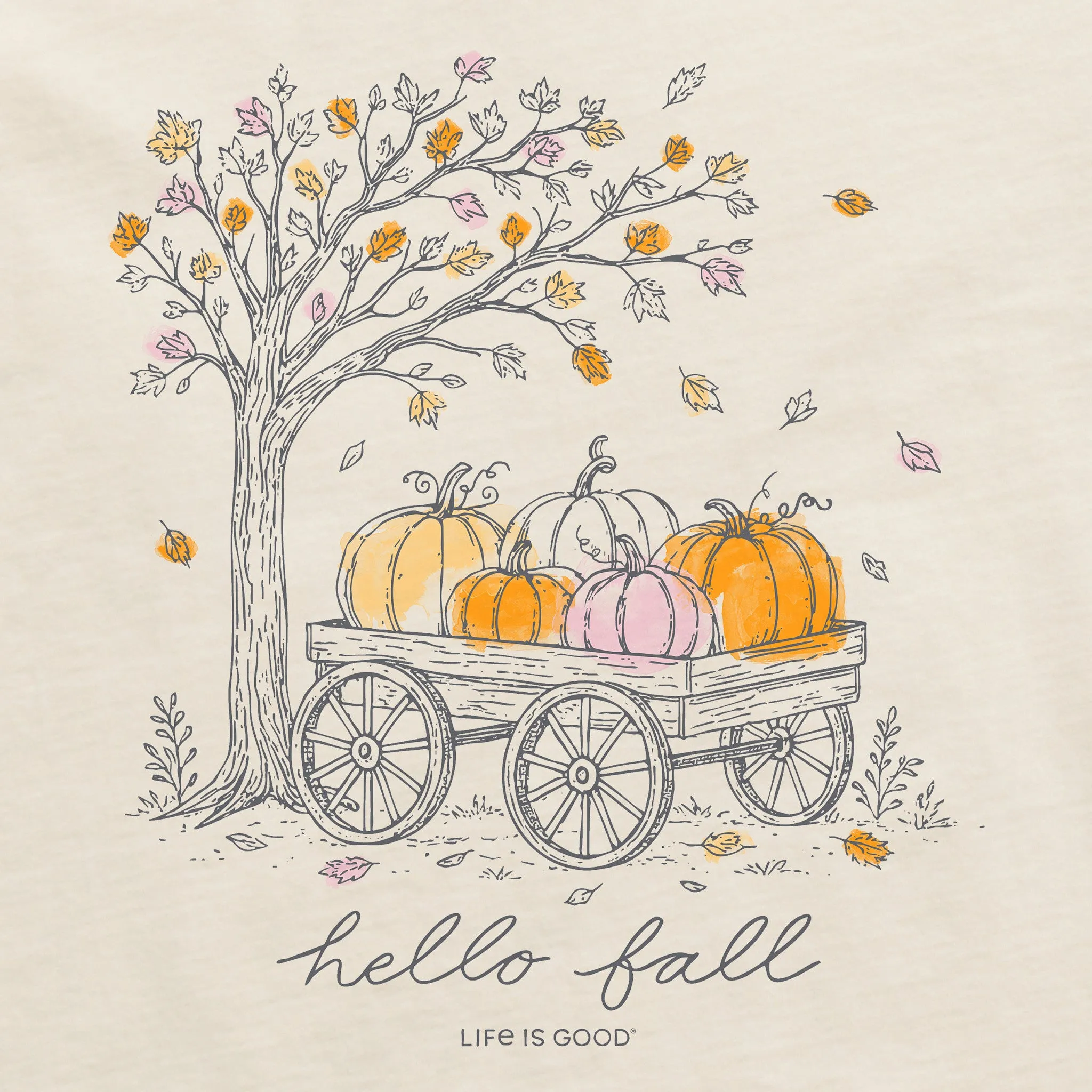 Women's Hello Fall Pumpkin Cart Long Sleeve Crusher Tee sold by Life is Good product image thumbnail 2