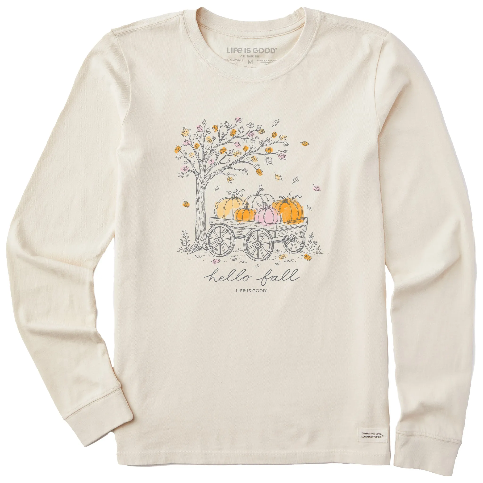 Women's Hello Fall Pumpkin Cart Long Sleeve Crusher Tee sold by Life is Good