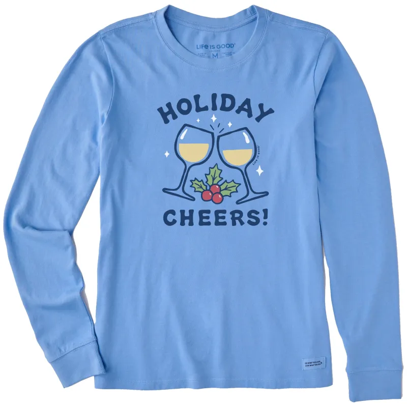 Women's Holiday Cheers Wine Long Sleeve Crusher Tee made by Life is Good