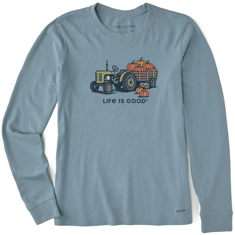 Women's Tractor of Pumpkins Long Sleeve Crusher Tee made by Life is Good