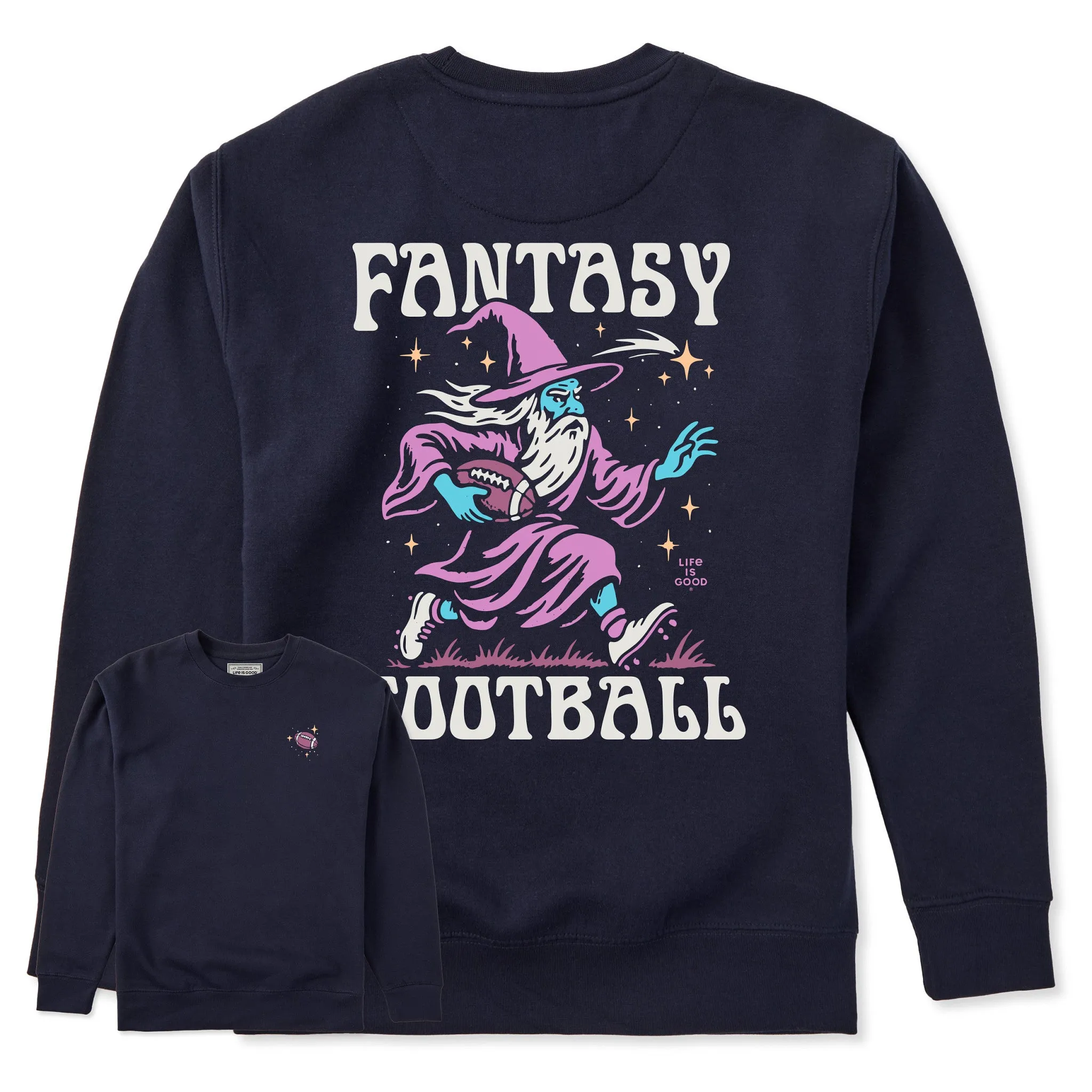 Adult Unisex Fantasy Football Wizard Every Wear Crew Sweatshirt sold by Life is Good