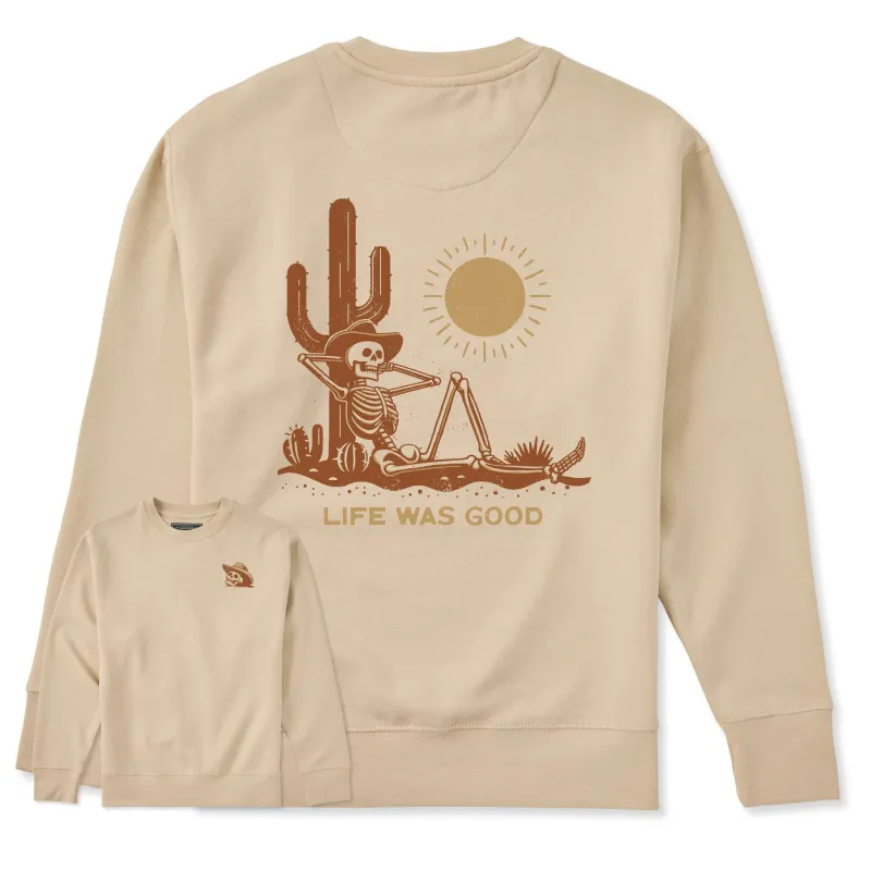 Adult Unisex Life was Good Cowboy Skull Every Wear Crew Sweatshirt sold by Life is Good
