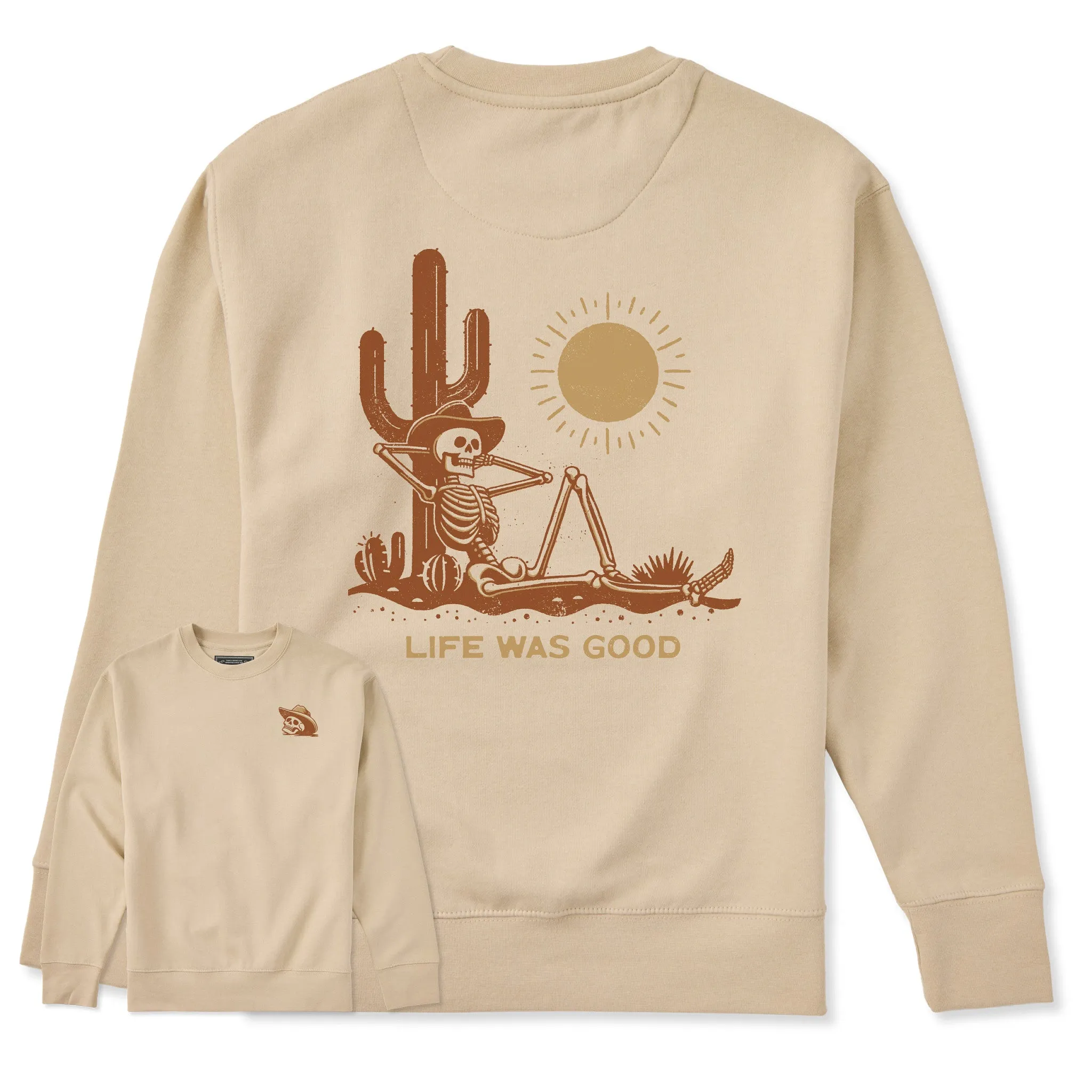 Adult Unisex Life was Good Cowboy Skull Every Wear Crew Sweatshirt sold by Life is Good