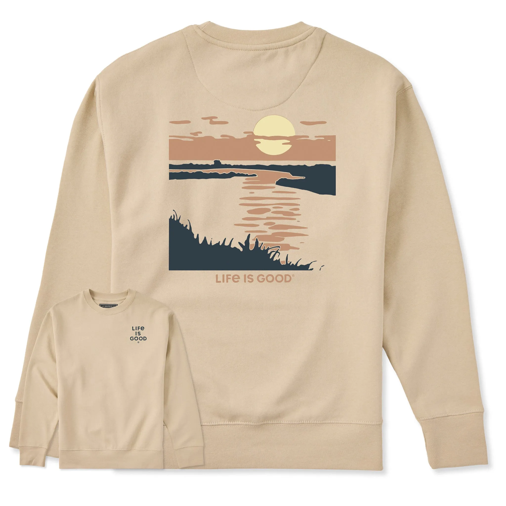 Adult Unisex Sunset Marsh Every Wear Crew Sweatshirt sold by Life is Good