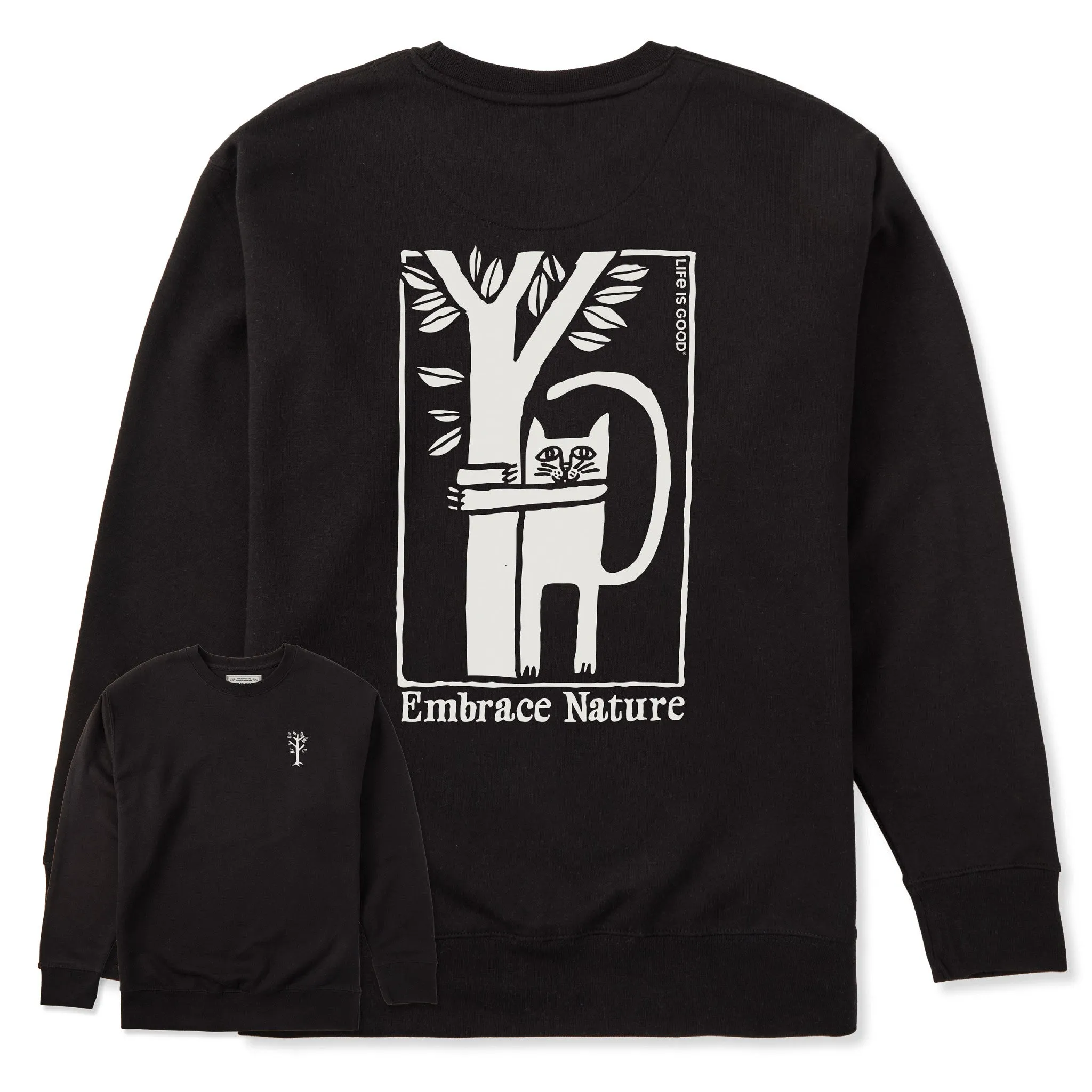 Adult Unisex Embrace Nature Cat Every Wear Crew Sweatshirt sold by Life is Good