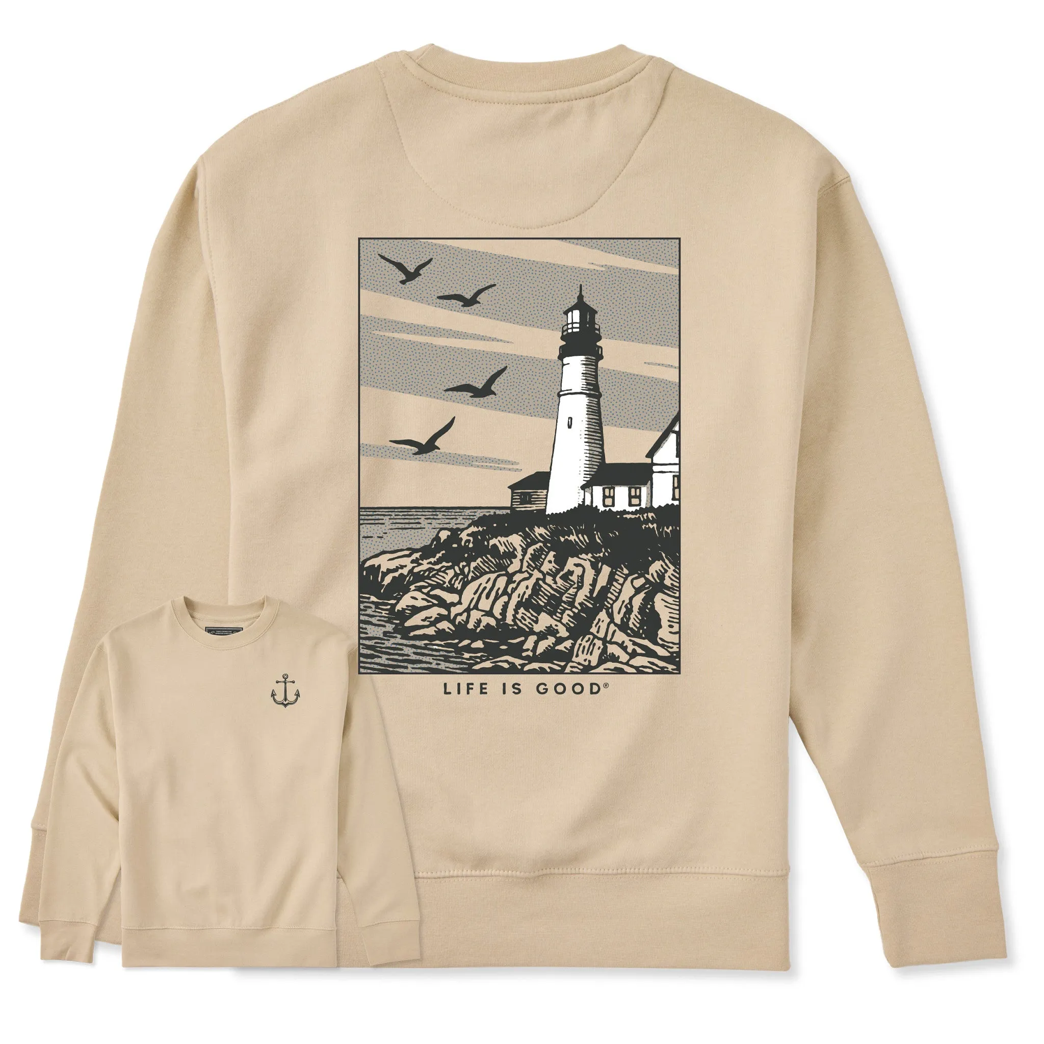 Adult Unisex Costal Lighthouse Every Wear Crew Sweatshirt sold by Life is Good