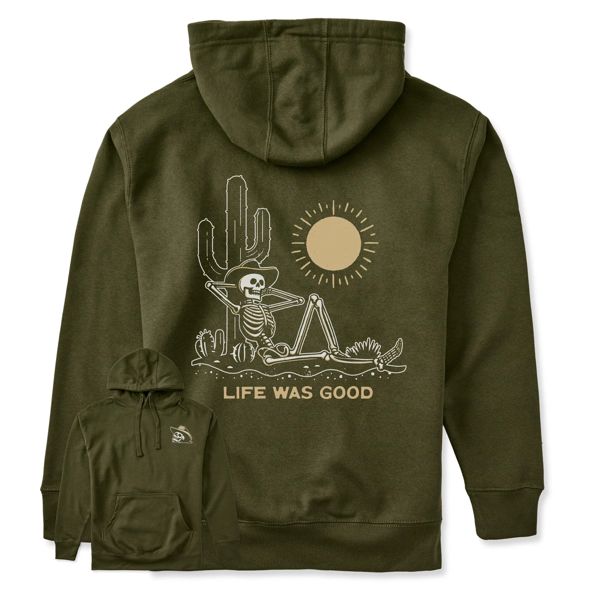 Adult Unisex Life was Good Cowboy Skull Every Wear Hoodie Sweatshirt sold by Life is Good