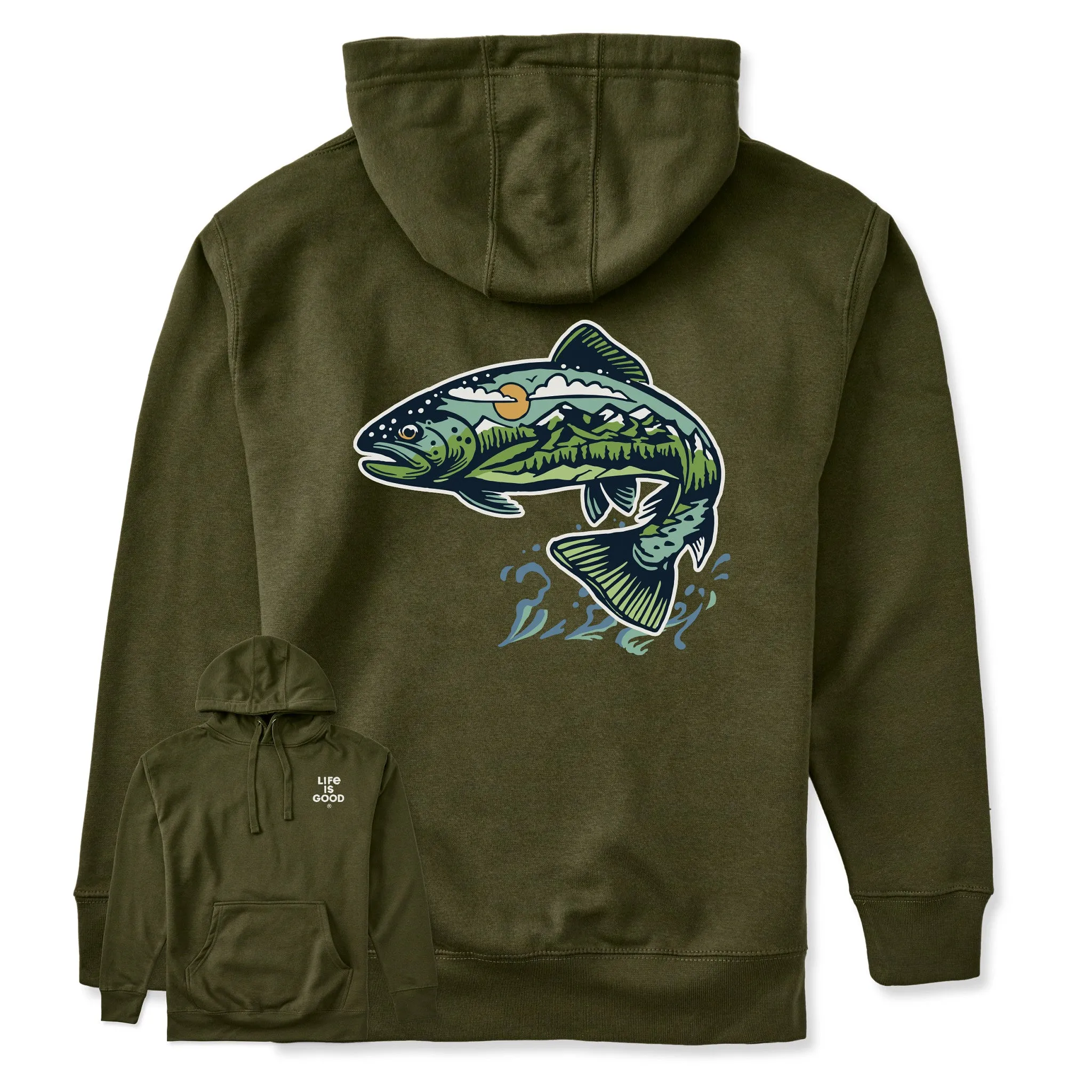 Adult Unisex Fish Landscape Every Wear Hoodie Sweatshirt sold by Life is Good