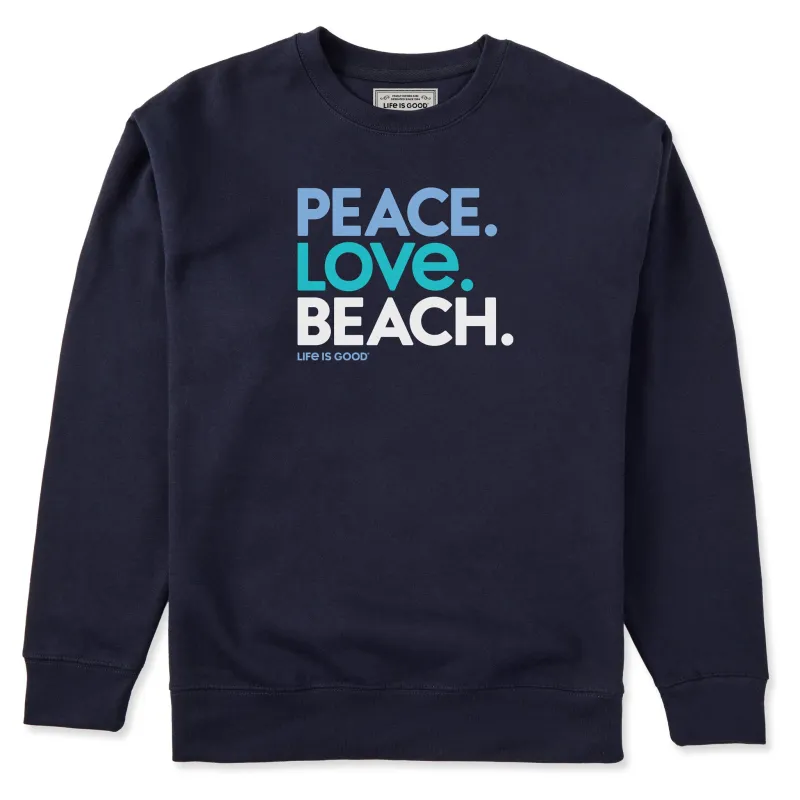 Adult Unisex Peace Love Beach Every Wear Crew Sweatshirt sold by Life is Good