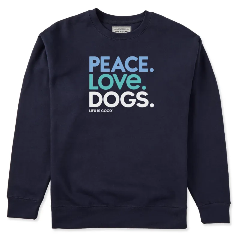 Adult Unisex Peace Love Dogs Every Wear Crew Sweatshirt sold by Life is Good