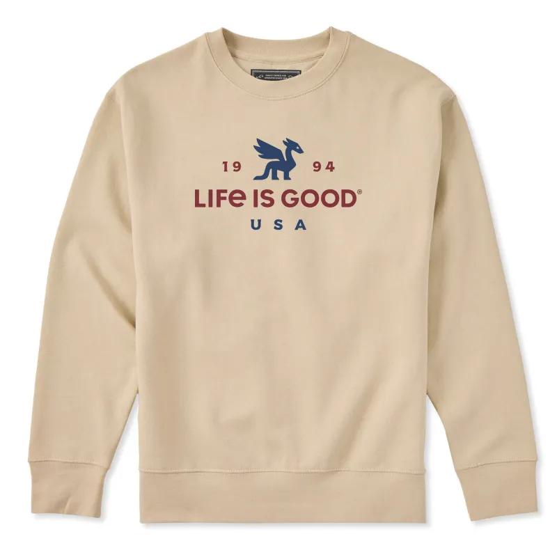 Adult Unisex USA Dragon Every Wear Crew Sweatshirt made by Life is Good