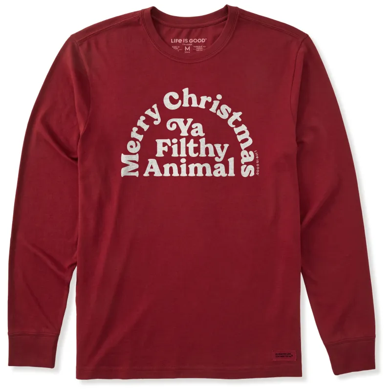 Men's Merry Christmas Ya Filthy Animal Long Sleeve Crusher Tee sold by Life is Good