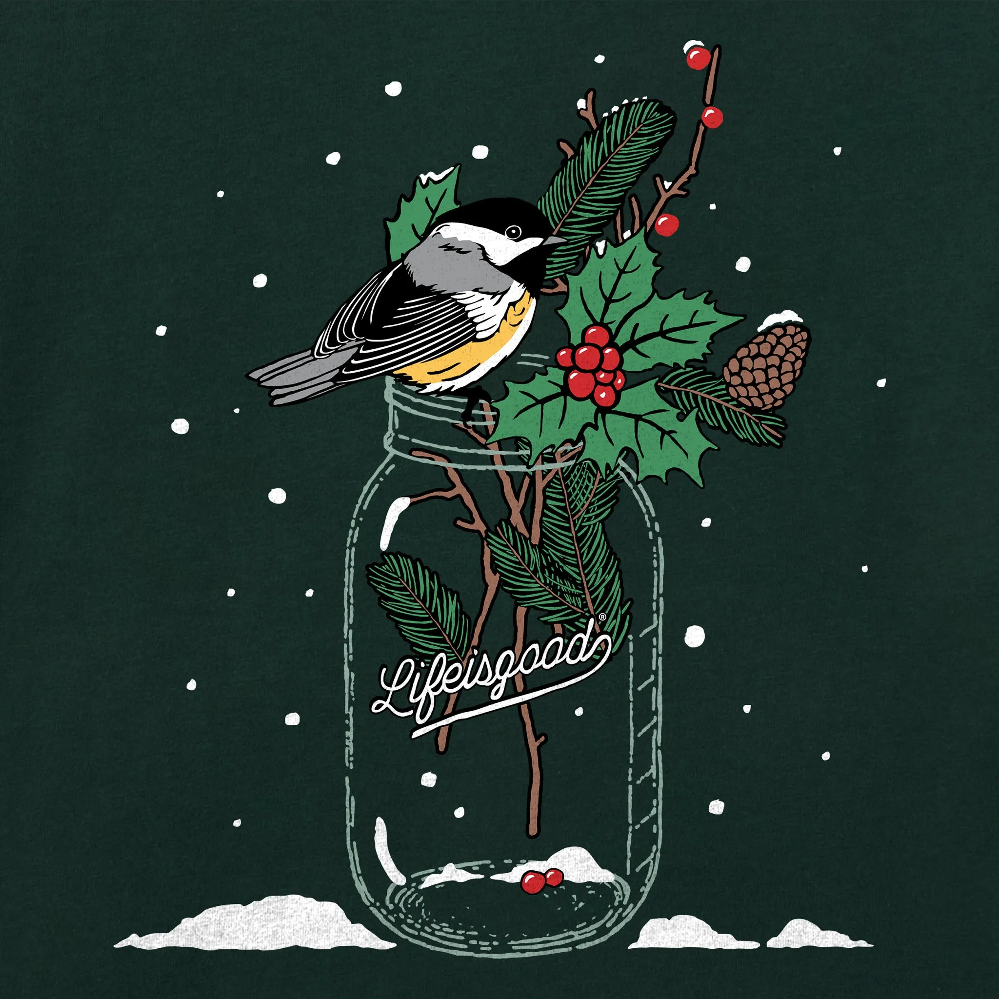 Women's Chickadee Holiday Jar Long Sleeve Crusher Vee sold by Life is Good product image thumbnail 2