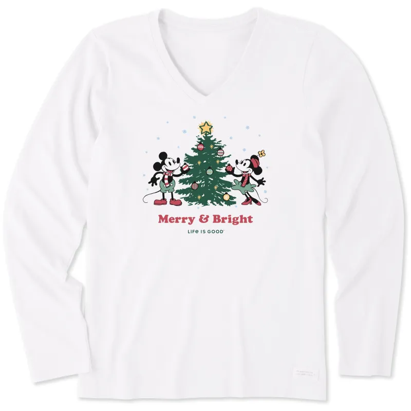 Women's Merry & Bright Willie Xmas Tree Long Sleeve Crusher Vee made by Life is Good